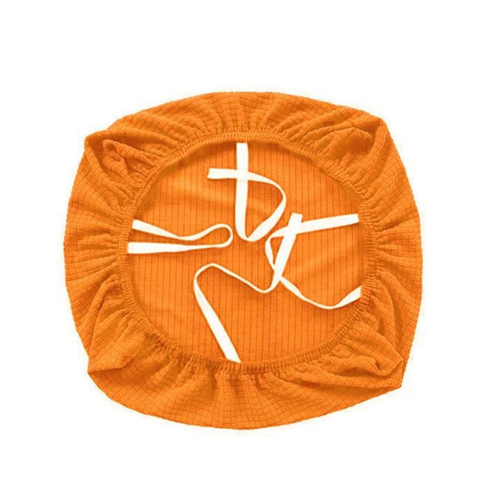 SWJ-swjssb Stretch Chair Seat Covers,Corduroy Office Chair Protector Cover, Washable Elastic Stool Cover Luxurious Fabric for Round and Square Stool Chair Slipcover(Orange,L (40-50CM))