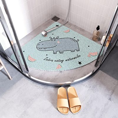 Corner Shower Mat,Non Slip Curved Carpet for Inside Shower,Loofah Textured Corner Shower Mat - Rapid Drainage and Fast Drying(E,70 * 70CM)