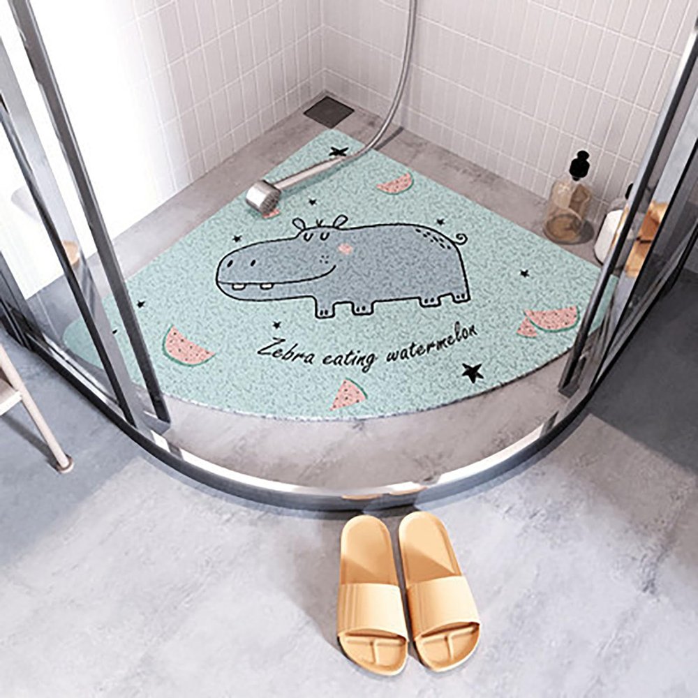 Corner Shower Mat,Non Slip Curved Carpet for Inside Shower,Loofah Textured Corner Shower Mat - Rapid Drainage and Fast Drying(E,70 * 70CM)