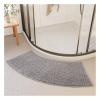 Fan-Shaped Carpet Solid Color Curved Absorbent Floor Mat Shower Room Door Mat 16x39 Inch Thickened Bathroom Anti-Slip Mat(Style2) view 1