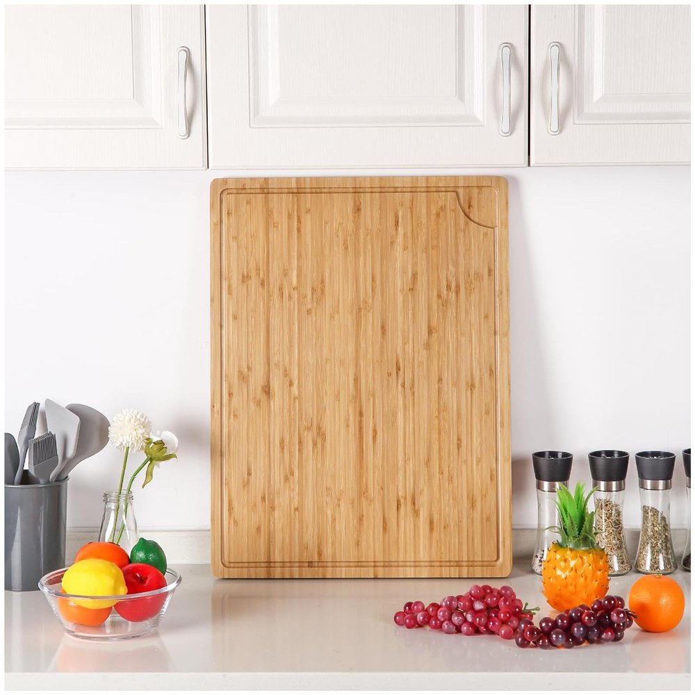 GOCAPTAIN Extra Large Bamboo Wood Cutting Board with Groove - 24 x 18 inches