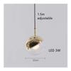 Post-Modern 3W LED Mini Pendant Light: Mid-Century Spherical Chandelier Fixtures for Dining Room, Kitchen Island - Height Adjustable Ceiling Hanging Lighting(Gold) view 2