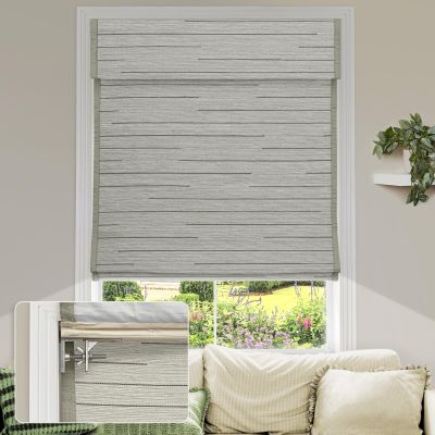 MiLin No Tools No Drill Cordless Roman Shades Privacy Linen Blackout Roman Window Natural Linen Fabric Blinds for Windows Treatment Bedroom Kitchen Living Room (Ash Gray, 22 1/2" W x 72" H)
