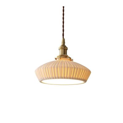 Ceramic Pendant Lamp: Modern Hanging Lighting with Creative Brass Design - Light Luxury Milk White Art Chandelier for Hotel, Restaurant, Bar, Cafe, Living Room, Bedroom, Porch(A)