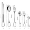 ONUIFIKE Silverware Set, 6/24/36/48/60/72 Pieces Creative Tableware 304 Stainless Steel Spoon Ring Hotel Home Steak Knife And Fork Spoon Hanging Hole Fork Tea Spoon, Home Cutlery Flatware Set(Silver, view 2