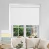BERISSA Blackout Linen Fabric Roller Blinds with Cassette Valance, Room Darkening Window Shades Pull Down, Thermal Insulation (24.5"W x 64"H) White view 3