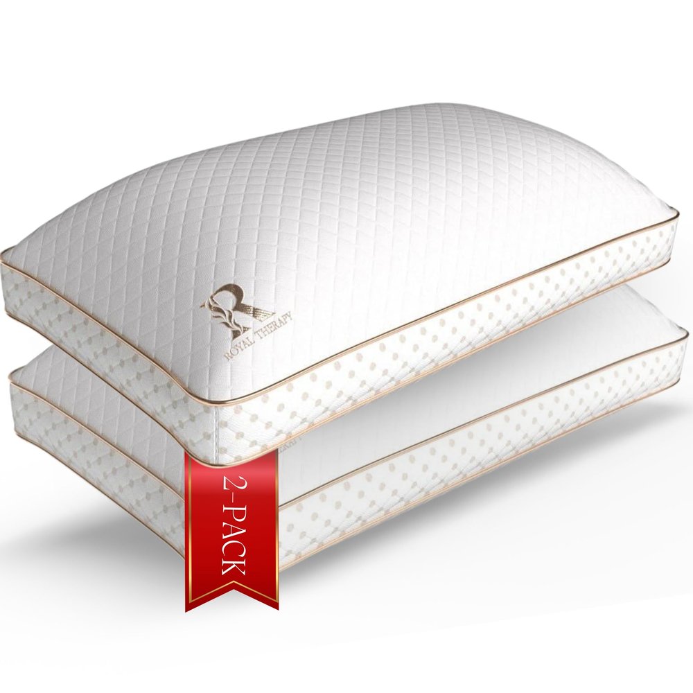 Royal Therapy 2-Pack Queen Memory Foam Pillow, Adjustable Shredded Odor-Free Pillow for Neck & Shoulder Pain Relief, Support for Back, Stomach, Side Sleepers, AirFlowPRO