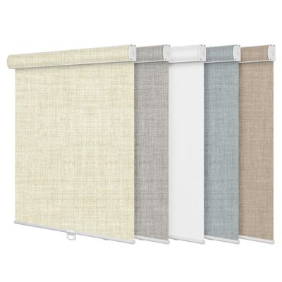 BERISSA Blackout Roller Shades for Windows, Cordless Linen Fabric Roller Blinds with Cassette Valance Room Darkening Window Roller Shades Pull Down,Thermal Insulation Custom Shades(24.5"W x 64"H)Beige