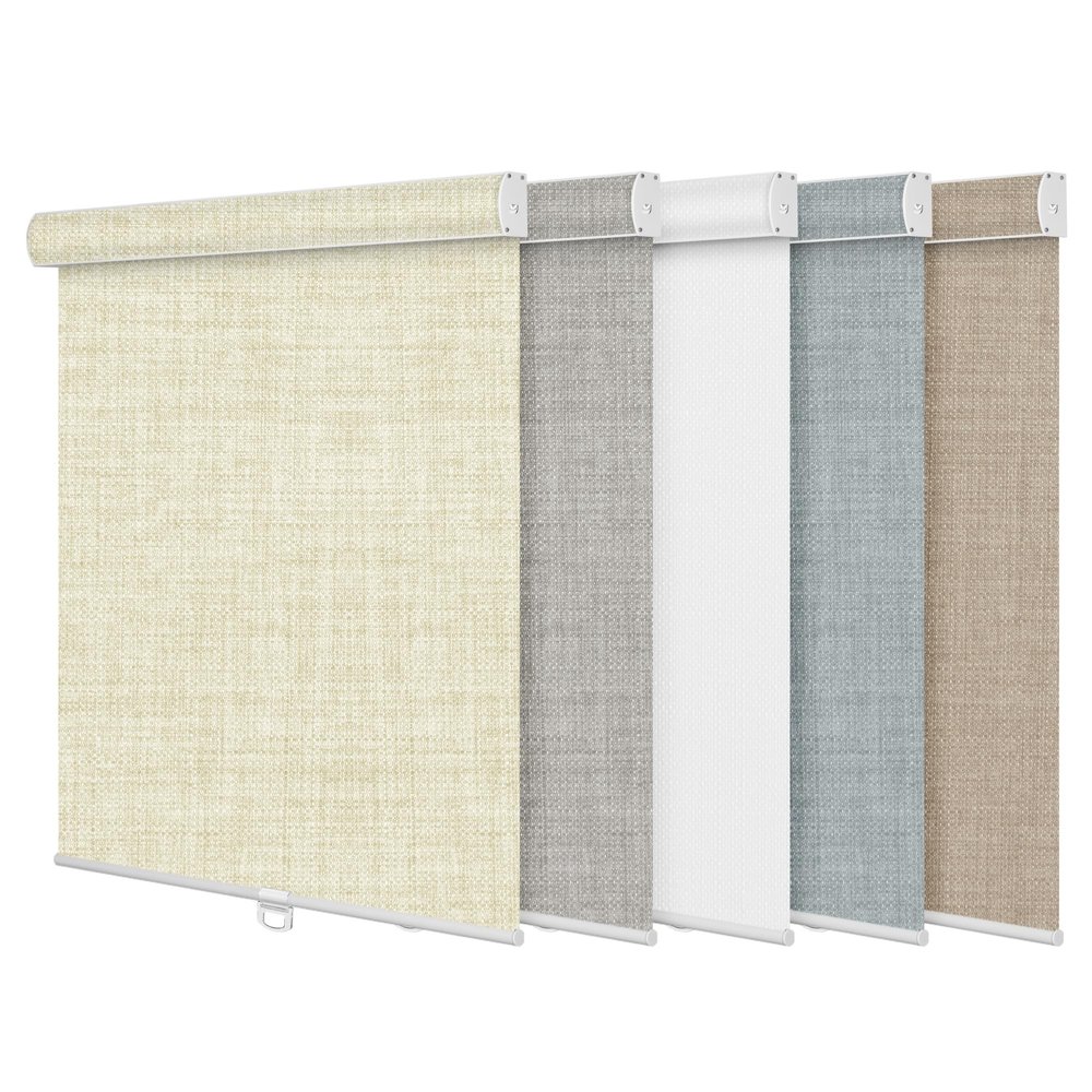 BERISSA Blackout Roller Shades for Windows, Cordless Linen Fabric Roller Blinds with Cassette Valance Room Darkening Window Roller Shades Pull Down,Thermal Insulation Custom Shades(24.5"W x 64"H)Beige