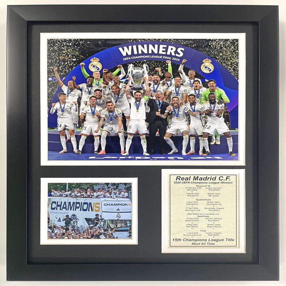 Legends Never Die, Inc. Real Madrid CF | UEFA Champions League Collection | 12"x15" Framed Photo Collage (2023-2024)