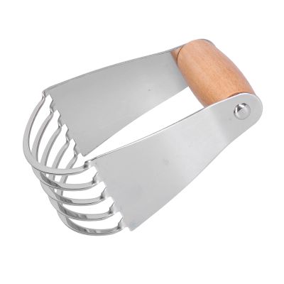 Dough Blender Stainless Steel Material Pastry Cutter With 5 Stainless Steel Blades Can Make More Crisp Bread Crust (Wood Color)