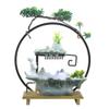 Tabletop Fountain Indoor Tabletop Fountain Zen Home Circulating Water Fountain Ceramic Creative Entrance Humidifier with LED Light Ring Ornaments Indoor Fountain Tabletop view 1