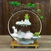 Tabletop Fountain Indoor Tabletop Fountain Zen Home Circulating Water Fountain Ceramic Creative Entrance Humidifier with LED Light Ring Ornaments Indoor Fountain Tabletop view 4