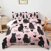 AILONEN Black Cat Comforter Set Full Size,Pink and Black Soft Microfiber Kitted Bedding Set,3-Piece Cat Lover Bedroom Comforter with 2 Pillowcases view 1