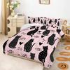AILONEN Black Cat Comforter Set Full Size,Pink and Black Soft Microfiber Kitted Bedding Set,3-Piece Cat Lover Bedroom Comforter with 2 Pillowcases view 2