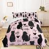 AILONEN Black Cat Comforter Set Full Size,Pink and Black Soft Microfiber Kitted Bedding Set,3-Piece Cat Lover Bedroom Comforter with 2 Pillowcases view 3