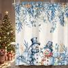 Winter Christmas Shower Curtain,Holiday Blue Snowman Bath Curtain for Xmas Gift, Eucalyptus Leaf Flower Floral Bathroom Accessories Curtain, Waterproof Washable Fabric 12 Pack Metal Hooks 70X75in view 4
