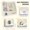 Kids Bookshelf Montessori, 5 Sling Bookcase, 4 Tier Toy Storage, Wooden Toddler Book Rack, Baby Toy Storage Floor for Nursery Playroom Library Bedroom, White view 4