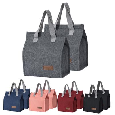 2pcs Grey Lunch Bag Insulated, Lunch Box Bag, Reusable Lunch Tote Bag, Lunch Box Container Bag Insulated for Women, Men, Work, Office, Travel