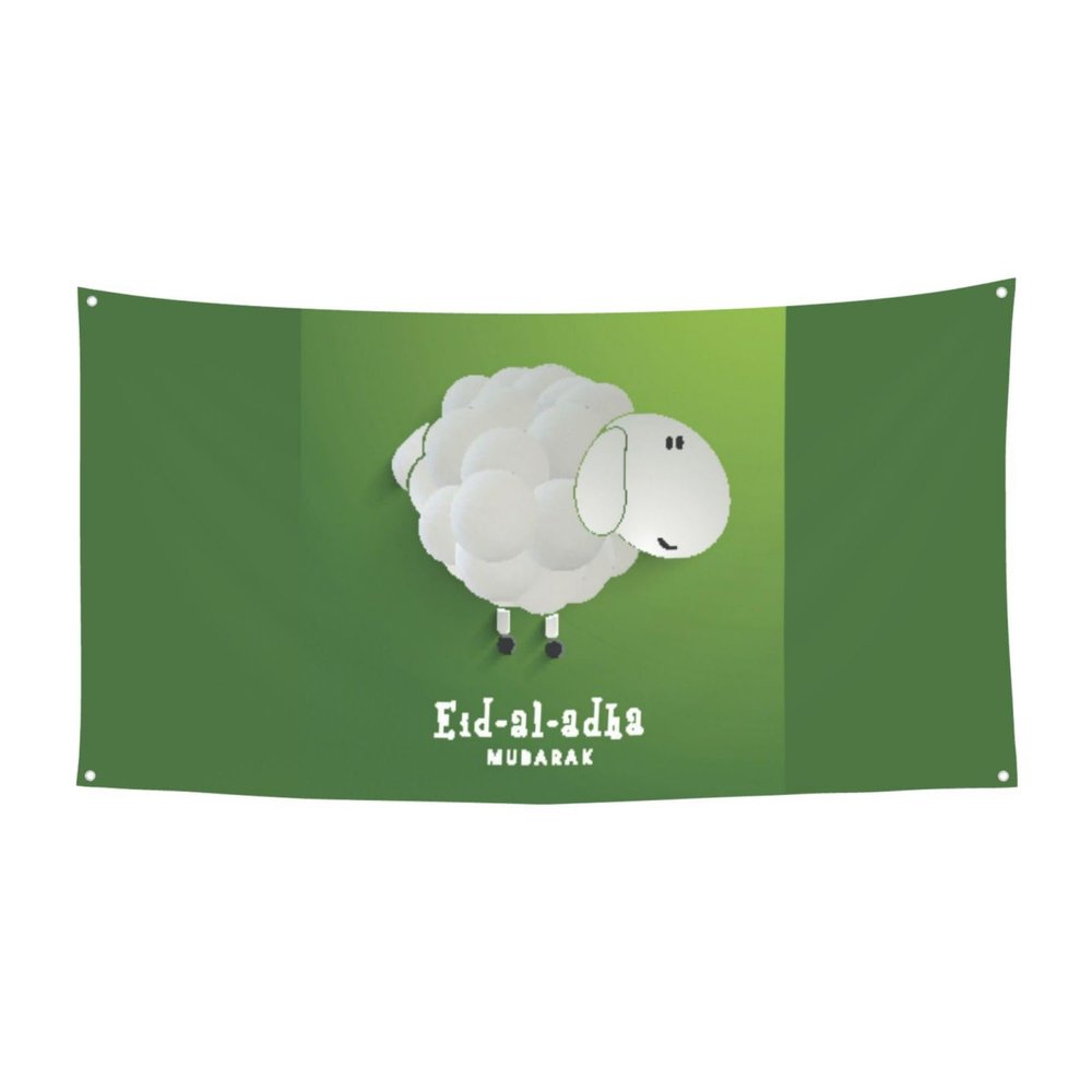 Jyyau Eid Al-Adha Banner Decorations Backdrop Photography Background 71 * 35 Inches Yard Outdoor Welcome Poster Sign for Party Supplies Holiday, Black