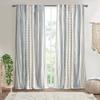 Anwick 100% Cotton Single Panel Curtain Tufted Chenille Stripe Geometric Print Mid-Century Look Rod Pocket Top Drape for Living Room, Privacy Window Treatment for Bedroom (Ivory+Navy, 84"x50") view 1