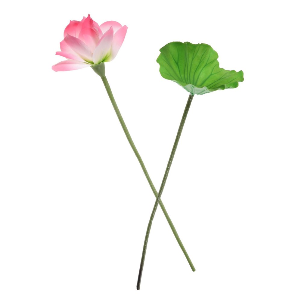 FUNOMOCYA 1set Artificial Lotus Flower Decor Simulated Lotus Stems Leaves for Home and Garden Decoration Lifelike Design for Pool Fish Tank Fountain Display Bright Vivid Colors