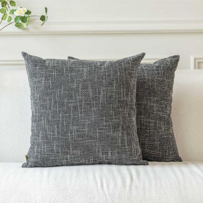 a moment Set of 2 Black Linen Decorative Throw Pillow Covers 18 x 18 Farmhouse Pillow Covers with Cross for Couch Sofa Bed Living Room Home Decor