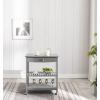PGNEX Kitchen Cart with Stainless Steel Top, Gray Rolling Cart view 2