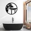 Metal Wall Decor, Japanese Wall Art, Japanese Metal Wall Decor, Bonsai Tree Metal Art, Metal Tree Wall Decor, Decorative Metal Tree Living Room Decor, Bedroom Wall Decor (Black, 28"x28"|70x70cm) view 2
