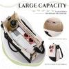 Sweetude 4 Pcs Canvas Tote Bag Shoulder Strap Black White Canvas Bag Zipper Opening Pockets Grocery Tote for Women Gift DIY view 3
