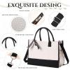 Sweetude 4 Pcs Canvas Tote Bag Shoulder Strap Black White Canvas Bag Zipper Opening Pockets Grocery Tote for Women Gift DIY view 4
