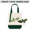 Muka 6 Pack Two-Tone Accent Gusseted Tote Bag, Heavy Weight Canvas Tote with Contrasting Handles-Natural/Black view 2
