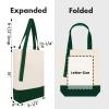 Muka 6 Pack Two-Tone Accent Gusseted Tote Bag, Heavy Weight Canvas Tote with Contrasting Handles-Natural/Black view 3