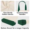 Muka 6 Pack Two-Tone Accent Gusseted Tote Bag, Heavy Weight Canvas Tote with Contrasting Handles-Natural/Black view 4