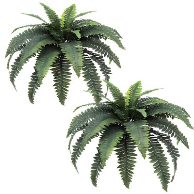 MDAL Set of 2 Artificial Fern,24IN Artificial Boston Fern Large Hanging Plant,Fake Ferns for Planter Garden Porch Entrance Home Windowsill Yards Farmhouse Decoraction