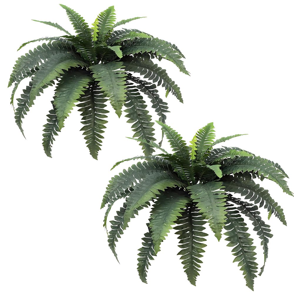 MDAL Set of 2 Artificial Fern,24IN Artificial Boston Fern Large Hanging Plant,Fake Ferns for Planter Garden Porch Entrance Home Windowsill Yards Farmhouse Decoraction