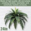 MDAL Set of 2 Artificial Fern,24IN Artificial Boston Fern Large Hanging Plant,Fake Ferns for Planter Garden Porch Entrance Home Windowsill Yards Farmhouse Decoraction view 3