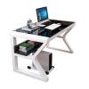 STEPMN Tempered Glass Computer Desk Modern Laptop Desk Dinning Table Professional Office Desk Study Gaming Writing Desk Home Office Workstation(Black,80cm/31.4in) view 1