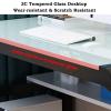 STEPMN Tempered Glass Computer Desk Modern Laptop Desk Dinning Table Professional Office Desk Study Gaming Writing Desk Home Office Workstation(Black,80cm/31.4in) view 3