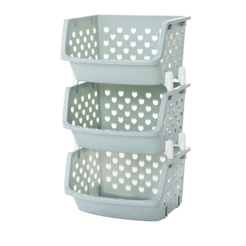 ENGENDER Kitchen Storage Rack [No Cover] Home Kitchen Daily Necessities Storage Basket Multi-Layer Capacity Vegetable Rack Fruit Storage Basket Cookware Shelves(3 Floors)