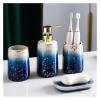 QIHCMLAJ Bathroom Accessory Set,Ceramic Bathroom Accessories Set,Bathroom Accessories Sets Complete,4 Piece Blue Gradient Bathroom Sets Accessories,Include Tumbler,Soap Dish,Soap Dispenser view 2