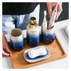 QIHCMLAJ Bathroom Accessory Set,Ceramic Bathroom Accessories Set,Bathroom Accessories Sets Complete,4 Piece Blue Gradient Bathroom Sets Accessories,Include Tumbler,Soap Dish,Soap Dispenser view 3