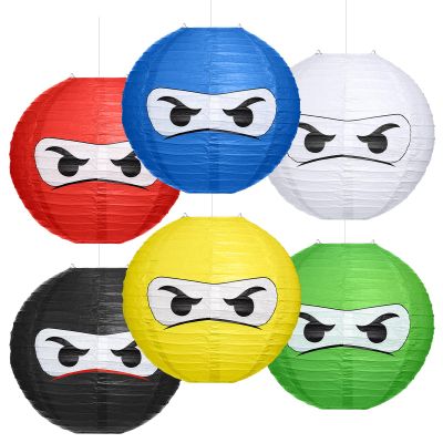 Glooglitter 12 Pcs Ninja Themed Paper Lanterns 12 Inch Ninja Birthday Party Hanging Paper Lanterns for Boys Girls Adults Birthday Party Baby Shower Decoration