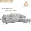106" Multi-Module Combination Style Sofa Couch, Modern Minimalist Corduroy Combination Sofa Set with 2 Comfort Cushions with USB & C Charging Ports for Living Room, Bedroom (Beige) view 2