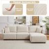 106" Multi-Module Combination Style Sofa Couch, Modern Minimalist Corduroy Combination Sofa Set with 2 Comfort Cushions with USB & C Charging Ports for Living Room, Bedroom (Beige) view 3