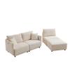 106" Multi-Module Combination Style Sofa Couch, Modern Minimalist Corduroy Combination Sofa Set with 2 Comfort Cushions with USB & C Charging Ports for Living Room, Bedroom (Beige) view 4