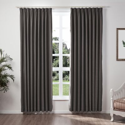 TWOPAGES Blackout Pinch Pleated Curtain 63 Inch Long for Small Window, Lined Thermal Insulated Chocolate Tart Linen Textured Curtain Window Treatment Drape (1 Panel, 26W x 63L)