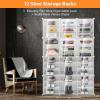 12-Tier 72 Pairs Foldable Shoe Rack White Shoe Organizer with Clear Door Stackable Storage Bins Thicken Stackable Shoe Boxes Shoe Rack Organizer for Closet Shoes Cabinet Storage for Entryway (12) view 2