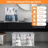 12-Tier 72 Pairs Foldable Shoe Rack White Shoe Organizer with Clear Door Stackable Storage Bins Thicken Stackable Shoe Boxes Shoe Rack Organizer for Closet Shoes Cabinet Storage for Entryway (12) view 4