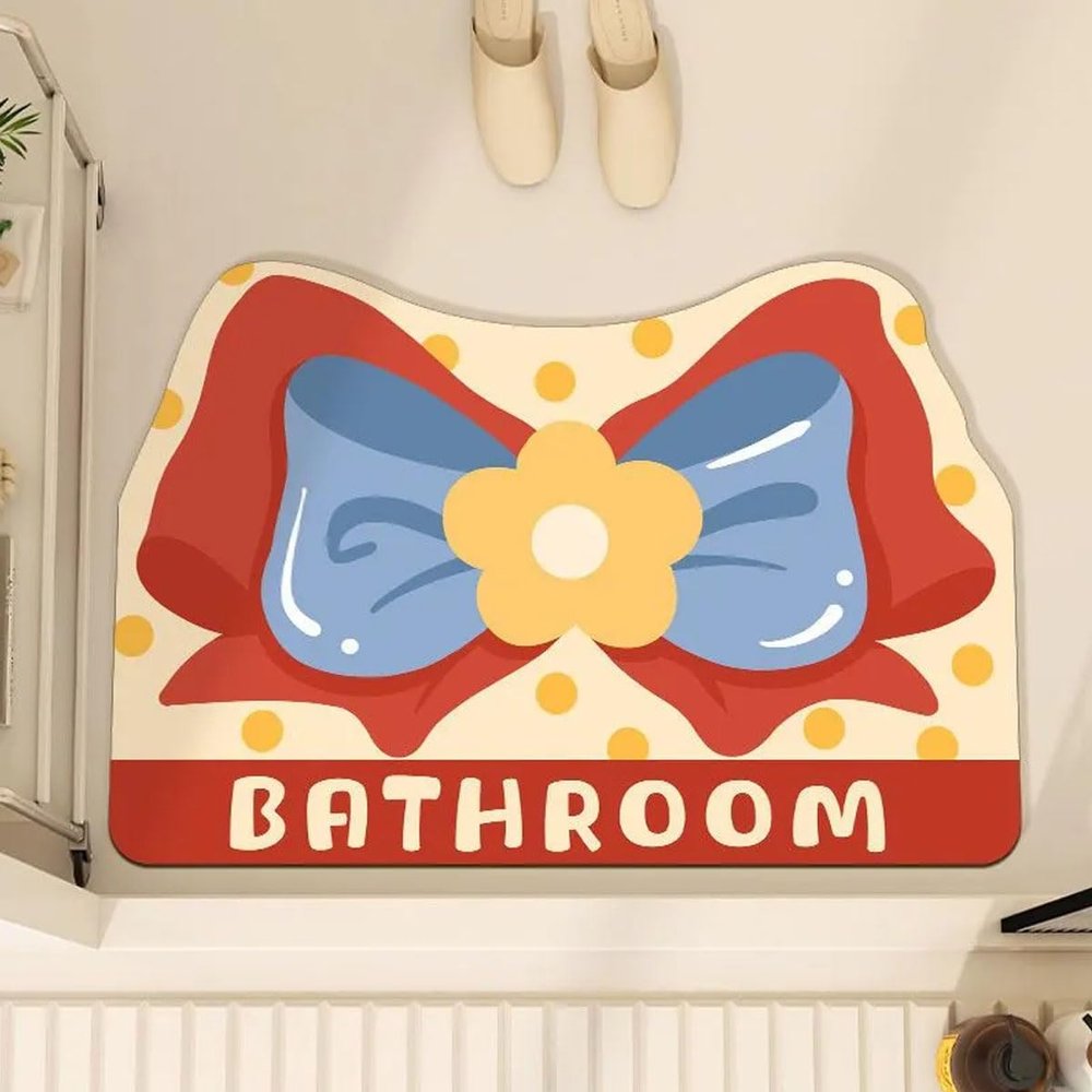 CDHZYQ Cute Bow Knot Bathroom Rugs Red and Blue Creative Heart Print Bath Mat Bow not Shaped Bath Mats for Bathroom Shower Rug Entrance Indoor Outdoor Rug (Blue, 16 * 24inch)